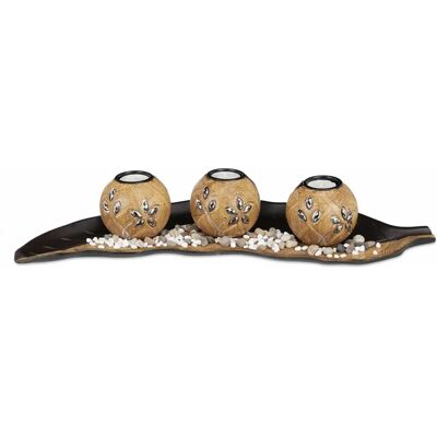 Relaxdays Kerzenhalter-Set - Braun, Blatt, Steine - Kerzenhalter-Set Relaxdays Kerzenhalter-Set - Braun, Blatt, Steine - Kerzenhalter-Set