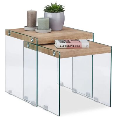 Relaxdays 10023134 Couchtisch - Modern, Glas, Holz, Platzsparend Relaxdays 10023134 Couchtisch - Modern, Glas, Holz, Platzsparend