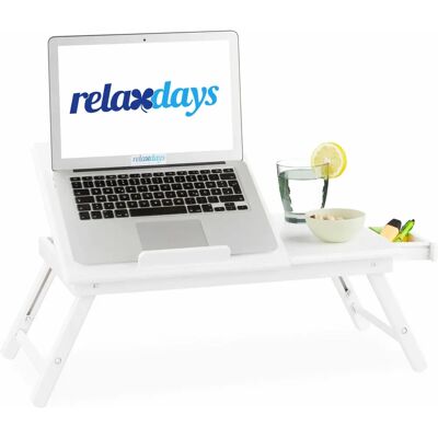 Relaxdays Bambus Laptop-Ständer - Höhenverstellbar, Weiß Relaxdays Bambus Laptop-Ständer - Höhenverstellbar, Weiß