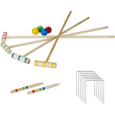 Conjunto de croquet Relaxdays em madeira de cerejeira para 4 jogadores - Jardim & Exterior Conjunto de croquet Relaxdays em madeira de cerejeira para 4 jogadores - Jardim & Exterior