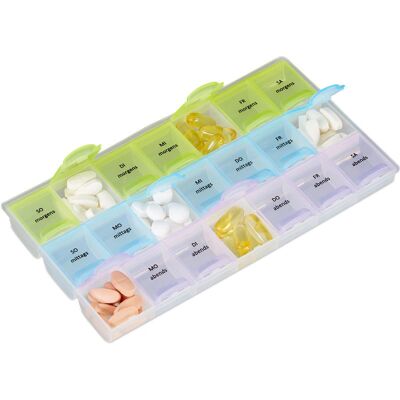 Organizador de pastillas Relaxdays - 7 días, 3 compartimentos, Transparente Organizador de pastillas Relaxdays - 7 días, 3 compartimentos, Transparente