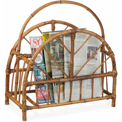 Relaxdays Rattan Tijdschriftenhouder - Natuurlijk, Twee Vakken - Magazinehouder voor Wachtruimtes Relaxdays Rattan Tijdschriftenhouder - Natuurlijk, Twee Vakken - Magazinehouder voor Wachtruimtes