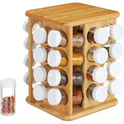 Organisateur d'épices en bambou Relaxdays - 32 pots, Rotatif - Publicité Organisateur d'épices en bambou Relaxdays - 32 pots, Rotatif - Publicité
