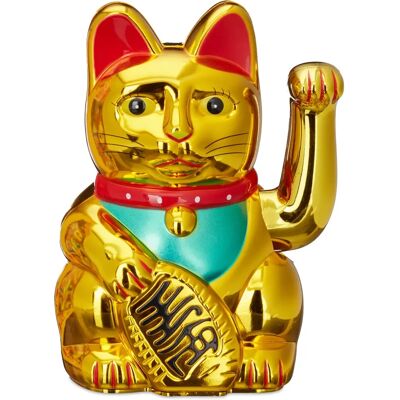 Relaxdays - Maneki Neko Oro 16 cm - Plastica - Figurina Relaxdays - Maneki Neko Oro 16 cm - Plastica - Figurina
