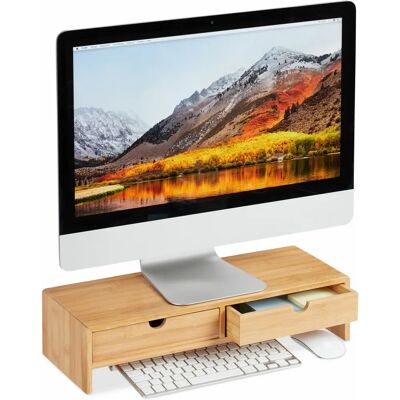 Relaxdays 10024605 Monitorhalterung - Ergonomischer Bambusständer mit Stauraum Relaxdays 10024605 Monitorhalterung - Ergonomischer Bambusständer mit Stauraum