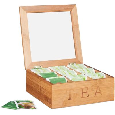 Relaxdays bambu tebox med 9 fack - Brun Relaxdays bambu tebox med 9 fack - Brun