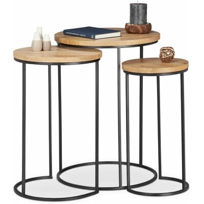 Relaxdays 3er Set Nisttische aus Mango-Holz - Beistelltische Relaxdays 3er Set Nisttische aus Mango-Holz - Beistelltische
