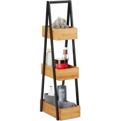 Relaxdays Bamboo Bathroom Shelf - Wall Mount Storage Organizer Relaxdays Bamboo Bathroom Shelf - Wall Mount Storage Organizer