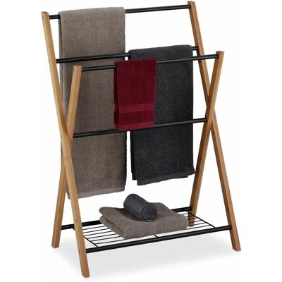 Relaxdays - Bambus & Metall Handtuchständer - 87cm - Badezimmerdeko Relaxdays - Bambus & Metall Handtuchständer - 87cm - Badezimmerdeko