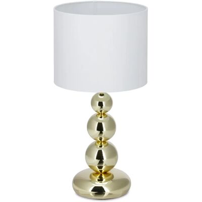 Relaxdays Biała i Złota Lampka Stołowa - Elegancki Metal i Tkanina - 50x25cm Relaxdays Biała i Złota Lampka Stołowa - Elegancki Metal i Tkanina - 50x25cm