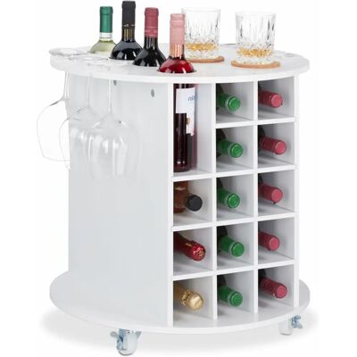 Estante de vino blanco Relaxdays para 17 botellas con 6 soportes para copas Estante de vino blanco Relaxdays para 17 botellas con 6 soportes para copas