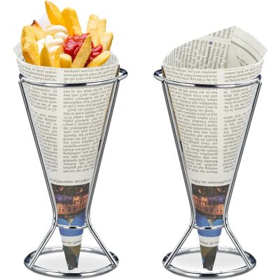 Relaxdays Stainless Steel Snack Set - 2pcs - Retro Diner Style Relaxdays Stainless Steel Snack Set - 2pcs - Retro Diner Style