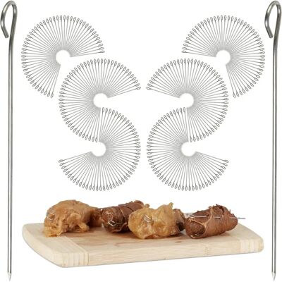 Relaxdays Stainless Steel Skewers Set - 300 pcs, 11cm - Reusable & Dishwasher Safe - for Meat & Veggies - Silver - Skewers Relaxdays Stainless Steel Skewers Set - 300 pcs, 11cm - Reusable & Dishwasher Safe - for Meat & Veggies - Silver - Skewers