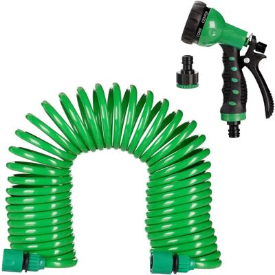 Relaxdays Gartenschlauch mit Brause - 10m, Grün, Flexibel, Spiral, 7 Strahlarten Relaxdays Gartenschlauch mit Brause - 10m, Grün, Flexibel, Spiral, 7 Strahlarten