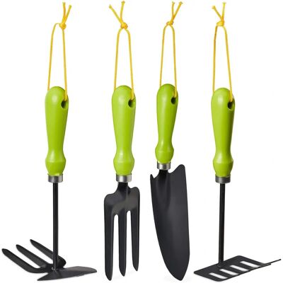 Set di attrezzi da giardino Relaxdays - 4 pezzi, Ergonomico, Acciaio, Verde Set di attrezzi da giardino Relaxdays - 4 pezzi, Ergonomico, Acciaio, Verde