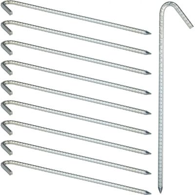 Relaxdays Picchetti per tende - Set da 10, acciaio zincato, 39cm, argento Relaxdays Picchetti per tende - Set da 10, acciaio zincato, 39cm, argento