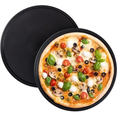 Relaxdays Set di Teglie per Pizza - 32cm Antiaderenti Rotonde Relaxdays Set di Teglie per Pizza - 32cm Antiaderenti Rotonde