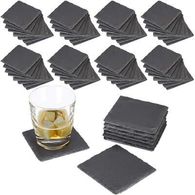 Relaxdays Slate Coasters Set - 72 Square 10x10cm - Rustic Design Relaxdays Slate Coasters Set - 72 Square 10x10cm - Rustic Design