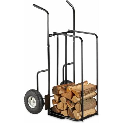 Relaxdays Firewood Cart - Steel, Large Wheels, 200kg Capacity Relaxdays Firewood Cart - Steel, Large Wheels, 200kg Capacity