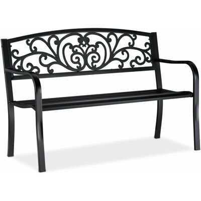 Relaxdays Outdoor Bench - Weatherproof, 2-Seater, Black Relaxdays Outdoor Bench - Weatherproof, 2-Seater, Black