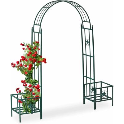 Arco de jardín Relaxdays con maceteros - Soporte metálico resistente a la intemperie Arco de jardín Relaxdays con maceteros - Soporte metálico resistente a la intemperie