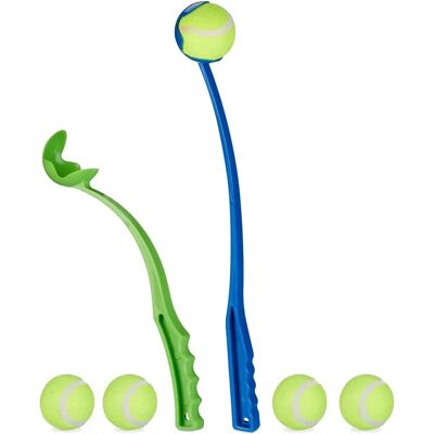 Relaxdays Hundkastare med 2 kastare och 5 tennisbollar Relaxdays Hundkastare med 2 kastare och 5 tennisbollar