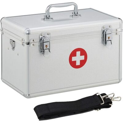 Relaxdays Aluminium Erste-Hilfe-Koffer - Mit Tragegurt, 19x32x20cm Relaxdays Aluminium Erste-Hilfe-Koffer - Mit Tragegurt, 19x32x20cm