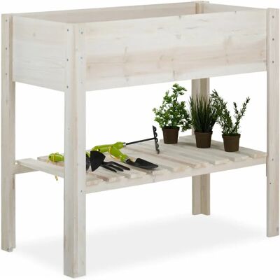 Relaxdays Verhoogde Tuinbak - Wit - 80x88x44 cm Relaxdays Verhoogde Tuinbak - Wit - 80x88x44 cm