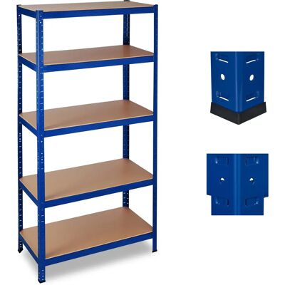 Relaxdays Étagère robuste - 1325kg, 5 étagères, Bleu - Publicité Relaxdays Étagère robuste - 1325kg, 5 étagères, Bleu - Publicité