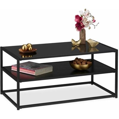 Relaxdays Zwarte Glazen Salontafel - 10026947 Relaxdays Zwarte Glazen Salontafel - 10026947