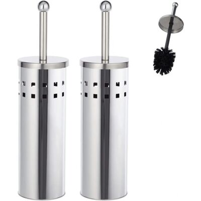Relaxdays Stainless Steel Bathroom Set - Interchangeable Toilet Brush Relaxdays Stainless Steel Bathroom Set - Interchangeable Toilet Brush