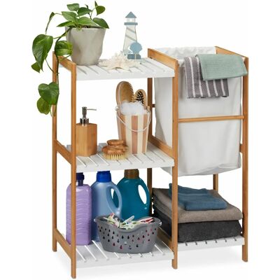 Relaxdays bambuhylla för badrum - Vit & Brun - 76cm Relaxdays bambuhylla för badrum - Vit & Brun - 76cm