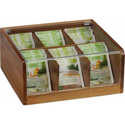 Relaxdays Tea Box - Elegant Wooden Organizer for Tea Bags Relaxdays Tea Box - Elegant Wooden Organizer for Tea Bags