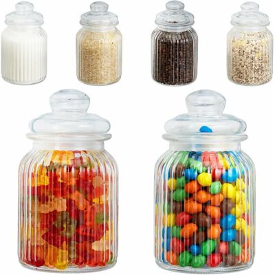 Relaxdays Aufbewahrungsglas - Set aus 6, 1000ml, Transparent Relaxdays Aufbewahrungsglas - Set aus 6, 1000ml, Transparent