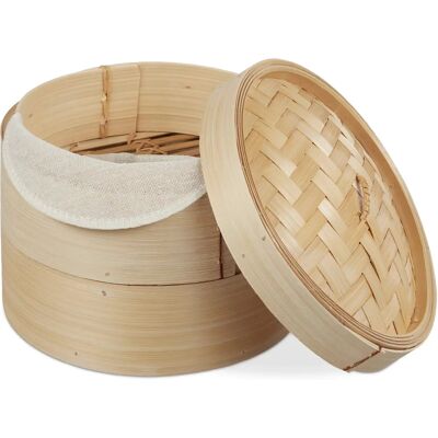 Relaxdays Bambus Dampfkorb - 2 Ebenen Reis & Gemüse - 20,5cm Relaxdays Bambus Dampfkorb - 2 Ebenen Reis & Gemüse - 20,5cm