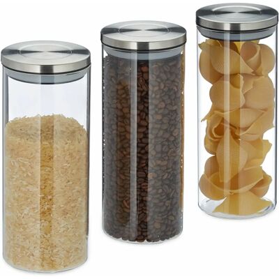 Relaxdays Förvaringsglas - 3 x 1,5L Lufttäta Glasbehållare Relaxdays Förvaringsglas - 3 x 1,5L Lufttäta Glasbehållare