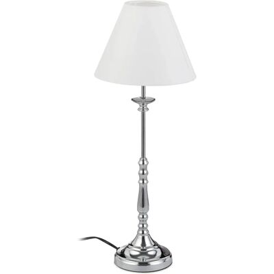 RELAXDAYS Lampe de table vintage - Abat-jour en tissu - Argent/Blanc - Lampe de table - Publicité RELAXDAYS Lampe de table vintage - Abat-jour en tissu - Argent/Blanc - Lampe de table - Publicité
