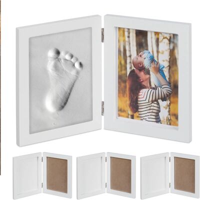 Relaxdays Baby Fußabdruckrahmen - Foto & Handabdruck Set - Weiß Relaxdays Baby Fußabdruckrahmen - Foto & Handabdruck Set - Weiß