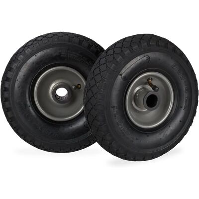 Relaxdays Juego de 4 ruedas de carretilla con llanta de acero - 3.00-4 - Negro-gris Relaxdays Juego de 4 ruedas de carretilla con llanta de acero - 3.00-4 - Negro-gris