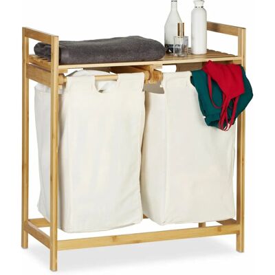 Cesta de ropa en bambú Relaxdays con 2 compartimentos - Organizador de ropa Cesta de ropa en bambú Relaxdays con 2 compartimentos - Organizador de ropa