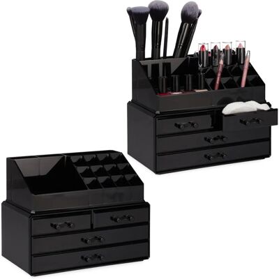 RELAXDAYS Make-up Organizer - 4 Schubladen, Acryl, Schwarz RELAXDAYS Make-up Organizer - 4 Schubladen, Acryl, Schwarz