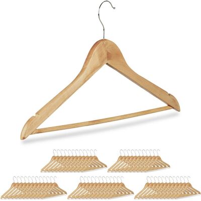 Relaxdays - Pack von 60 Holzkleiderbügel - Natur Braun / Silber - Kleiderschrank-Organizer Relaxdays - Pack von 60 Holzkleiderbügel - Natur Braun / Silber - Kleiderschrank-Organizer
