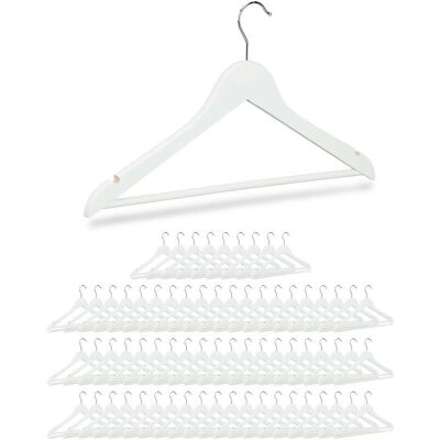 Relaxdays Perchas de Madera Blancas Pack de 70 - Almacenamiento de Ropa Relaxdays Perchas de Madera Blancas Pack de 70 - Almacenamiento de Ropa