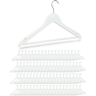 Relaxdays Juego de 80 Perchas de Madera - 44,5 cm, Blanco - Complementos de Ropa Relaxdays Juego de 80 Perchas de Madera - 44,5 cm, Blanco - Complementos de Ropa