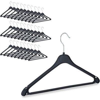 Relaxdays Pack de 60 Perchas de Plástico con Ganchos Giratorios - Negro Relaxdays Pack de 60 Perchas de Plástico con Ganchos Giratorios - Negro