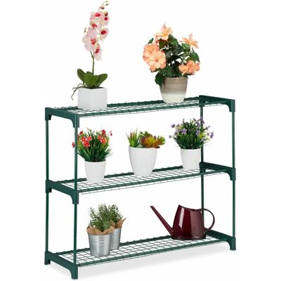 Relaxdays Plant Stand - Green - 3 Shelves - Indoor Decor Relaxdays Plant Stand - Green - 3 Shelves - Indoor Decor
