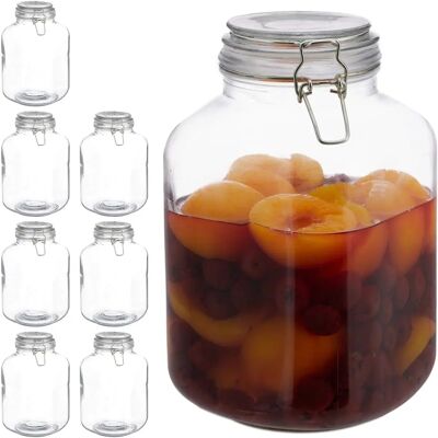 Relaxdays Storage Jar - 8 x 3L Transparent Hermetic Glass Jars for Preserves, Cereals, Coffee Relaxdays Storage Jar - 8 x 3L Transparent Hermetic Glass Jars for Preserves, Cereals, Coffee