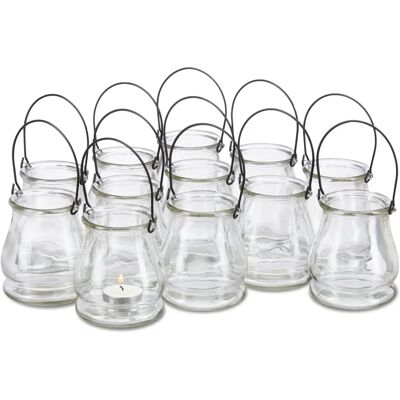 Relaxdays Set of 24 Candle Holders - Glass, Transparent, 10 cm Relaxdays Set of 24 Candle Holders - Glass, Transparent, 10 cm