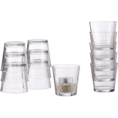 Relaxdays Set di 24 Bicchierini per Candele - Trasparente - 7,5cm Relaxdays Set di 24 Bicchierini per Candele - Trasparente - 7,5cm