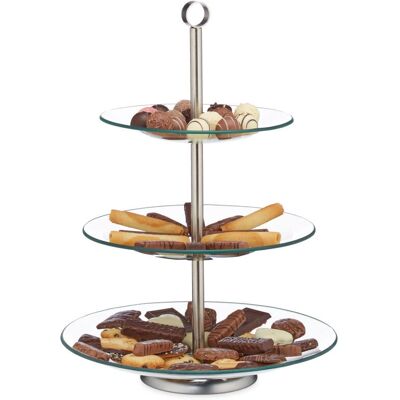 RELAXDAYS - Cake Stand - Glass & Stainless Steel - 40x29.5 cm RELAXDAYS - Cake Stand - Glass & Stainless Steel - 40x29.5 cm